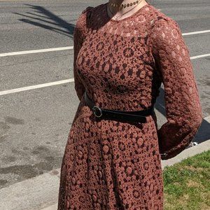 long blush pink mesh dress w/ long sleeves